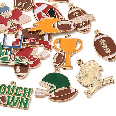 Rugby Alloy Enamel Pendants AL-K001-01-1