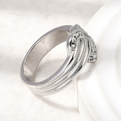 304 Stainless Steel Micro Pave Cubic Zirconia Finger Rings for Women RJEW-K316-06P-1