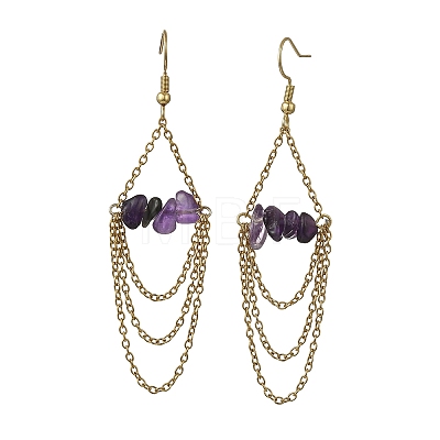 Natural Amethyst Dangle Earrings EJEW-JE07287-01-1