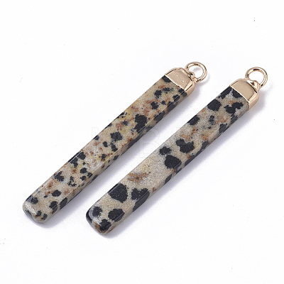 Top Golden Plated Natural Dalmatian Jasper Pendants X-G-S359-028G-1