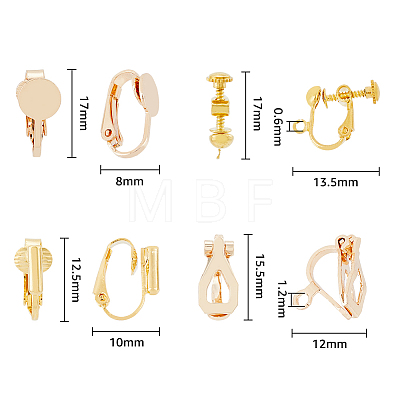 32Pcs 8 Style Brass Clip-on Earring Findings KK-HY0001-04-1