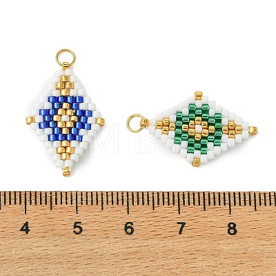 Beaded Rhombus Charms PALLOY-MZ01345-1