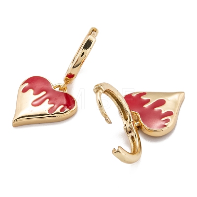 Brass Enamel Huggie Hoop Earrings EJEW-F264-17-G-1