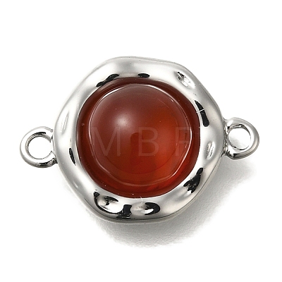 Natural Carnelian(Dyed & Heated) Flat Round Links Connector Charms KK-K388-04P-1