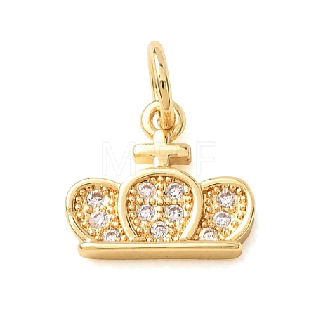 Brass Micro Pave Clear Cubic Zirconia Charms KK-CBA0009-09G-1