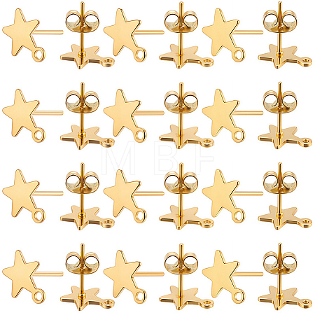 60Pcs 304 Stainless Steel Stud Earring Findings STAS-SC0021-31G-1