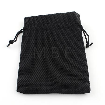 Polyester Imitation Burlap Packing Pouches Drawstring Bags ABAG-R005-17x23-09-1