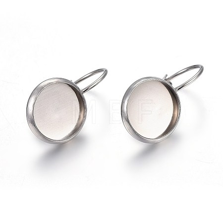 Tarnish Resistant 304 Stainless Steel Leverback Earring Settings X-STAS-F191-03P-10mm-1