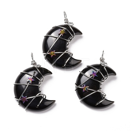 Natural Obsidian Pendants G-B023-01P-01-1