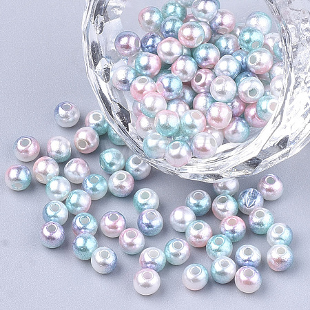 Rainbow ABS Plastic Imitation Pearl Beads OACR-Q174-12mm-05-1