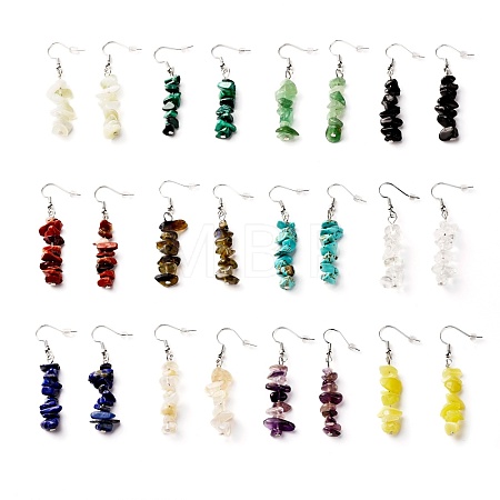 Natural & Synthetic Mixed Stone Chip Beads Dangle Earrings EJEW-JE04649-1