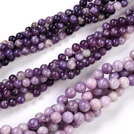 Natural Lepidolite/Purple Mica Stone Beads Strands G-K415-6mm-1