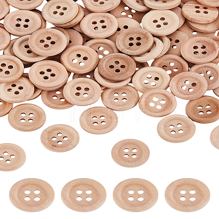 Flat Round Wood Buttons DIY-LP0001-14A-1