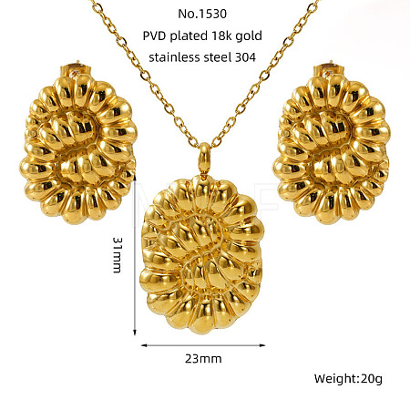 304 Stainless Steel Pendant Necklaces & Stud Earrings FS-WG14082-03-1