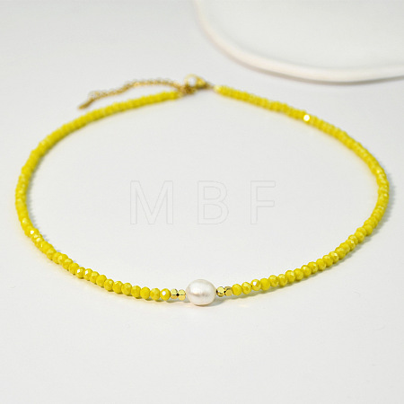Natural Freshwater Pearl & Glass Beaded Necklaces for Women AC5368-5-1