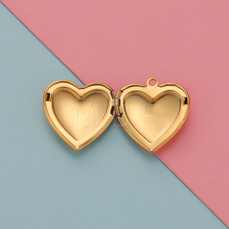 Stainless Steel Locket Pendants HEAR-PW0001-067G-1