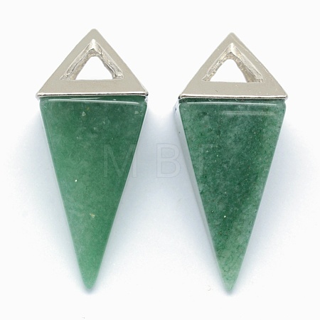 Natural Green Aventurine Pendants KK-E757-D-03P-1