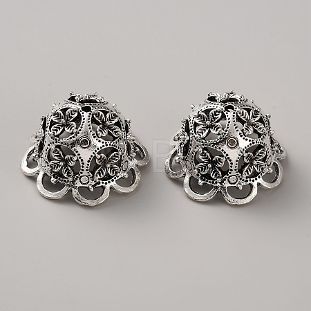 Tibetan Style Alloy Bead Caps TIBE-WH0005-027AS-1