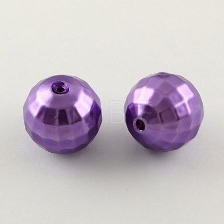 ABS Plastic Imitation Pearl Faceted Round Beads MACR-S251-A64-1