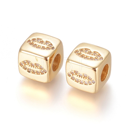 Brass Micro Pave Cubic Zirconia European Beads ZIRC-G162-14G-02-1