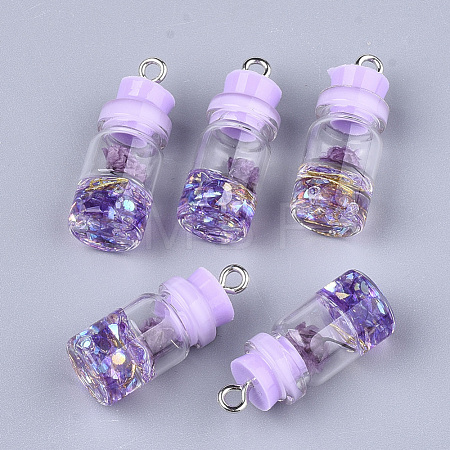 Glass Bottle Pendant Decorations X-GLAA-S181-05D-1