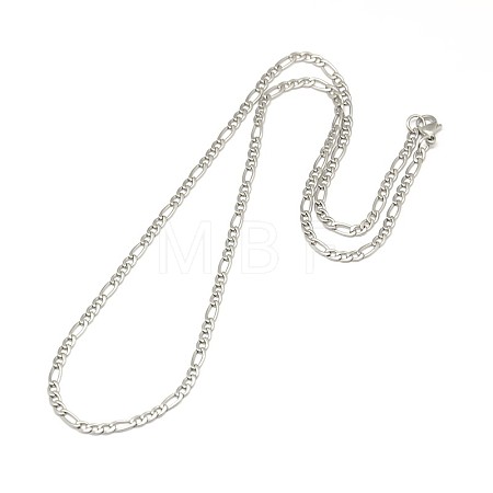 304 Stainless Steel Figaro Chain Necklace Making STAS-A028-N022MP-1