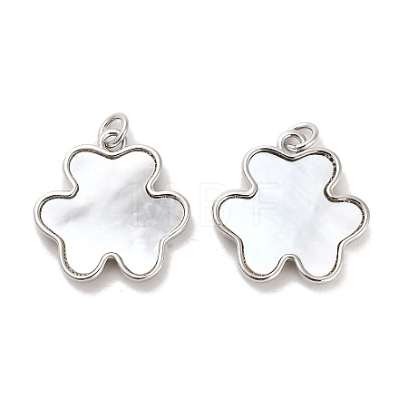 Brass Pave Shell Pendants KK-K365-08A-P-1