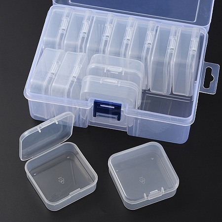 13Pcs Square Plastic Organizer Beads Storage Containers CON-YW0001-36-1