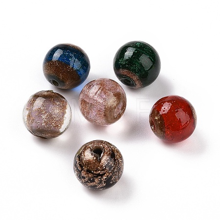 Handmade Gold Sand Lampwork Beads LAMP-C004-02-1
