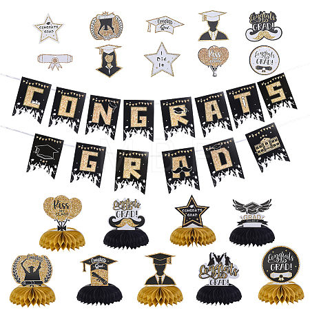 3Bags 3 Styles Graduation Season Paper Hanging Banners for Party Decorations AJEW-NB0009-40A-1