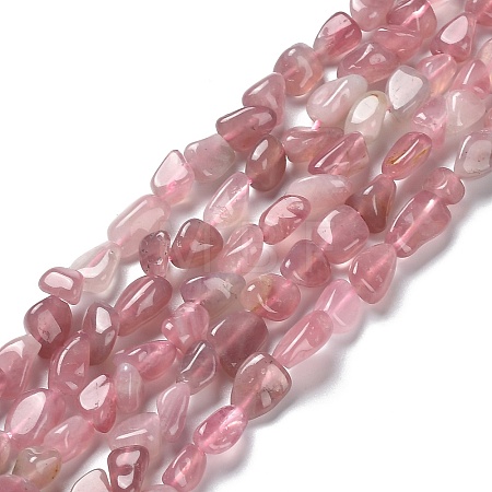 Natural Old Rose Madagascar Rose Quartz Beads Strands G-P497-01A-02-1