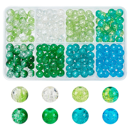 200pcs 8 Colors Spray Painted Crackle Glass Beads Strands CCG-AR0001-05-1