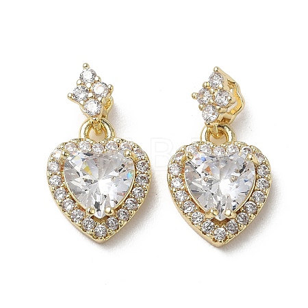 Valentine's Day Brass Micro Pave Clear Cubic Zirconia Charms KK-A299-05G-1