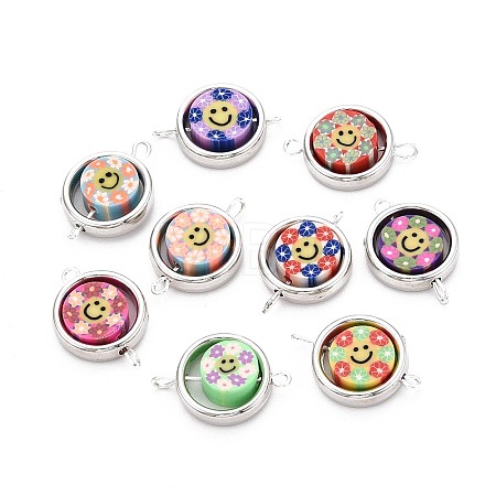 Polymer Clay Beads with CCB Plastic Frame Connector Charms CLAY-T022-35M-04-1