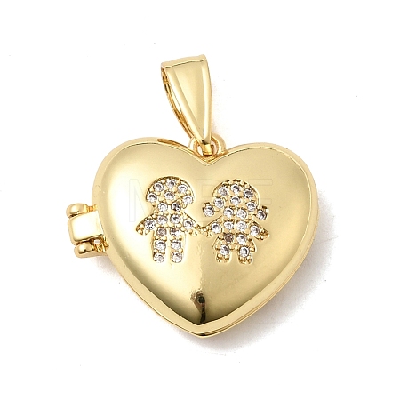 Brass Micro Pave Clear Cubic Zirconia Locket Pendants KK-H267-028B-02-1