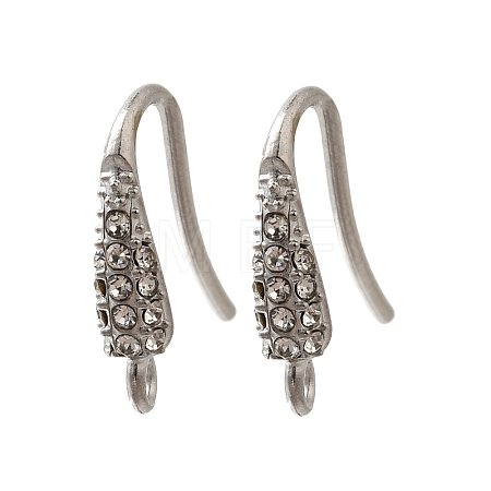 304 Stainless Steel Rhinestone Earring Hooks STAS-D310-01P-01-1