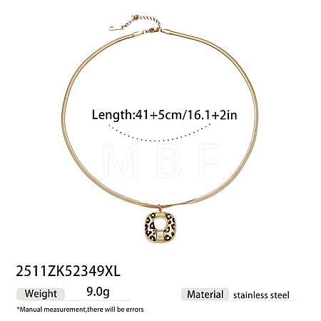 Leopard Print 304 Stainless Steel Enamel Geometric Pendant Necklaces for Women WG63095-03-1