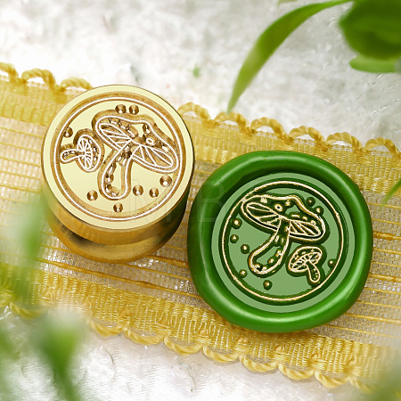 Golden Tone Round Wax Seal Brass Stamp Heads AJEW-M040-01G-E-1