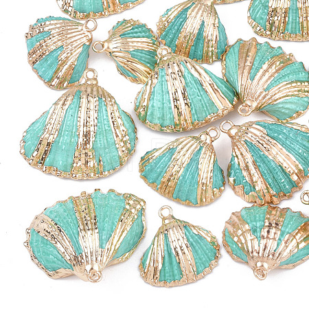 Spray Paint & Electroplate Sea Shell Pendants SSHEL-S262-09C-1