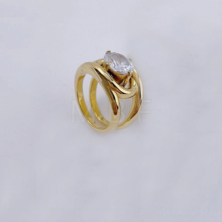Stainless Steel Micro Pave Clear Cubic Zirconia Finger Rings for Women WGA800A-03-1