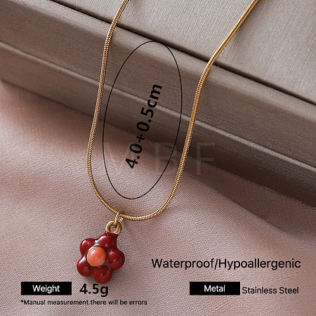 Vintage 304 Stainless Steel Enamel Pendant Necklaces for Women QF9765-2-1