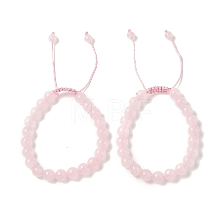 8mm Round Dyed Natural Rose Quartz Braided Bead Bracelets BJEW-C067-01B-20-1