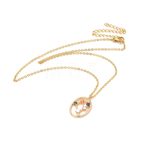 Colorful Cubic Zirconia Constellation Pendant Necklace NJEW-H166-01A-1