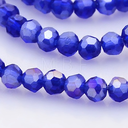 AB Color Plated Glass Faceted(32 Facets) Round Beads Strands GLAA-A027-3mm-AB03-1