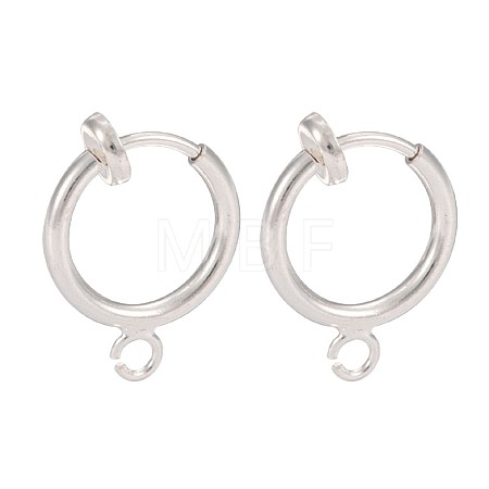 Brass Clip-on Hoop Earring Findings KK-P102-01S-1