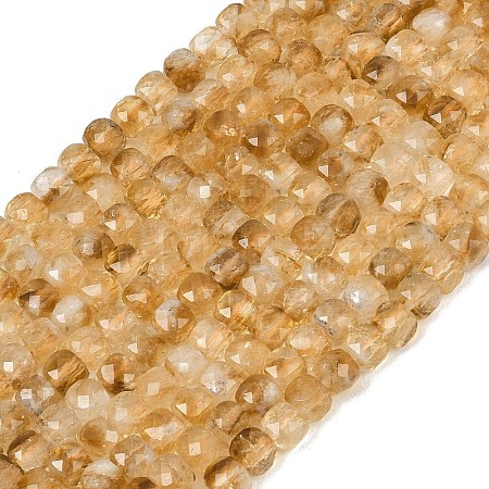 Heated Natural Citrine Beads Strands G-B175-C06-6x6mm-1