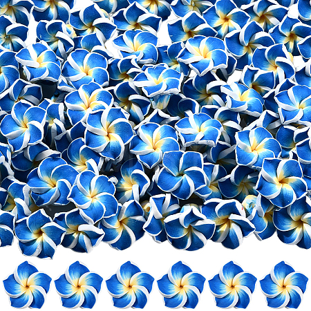 100Pcs Handmade Polymer Clay 3D Flower Plumeria Beads CLAY-SC0002-48A-1