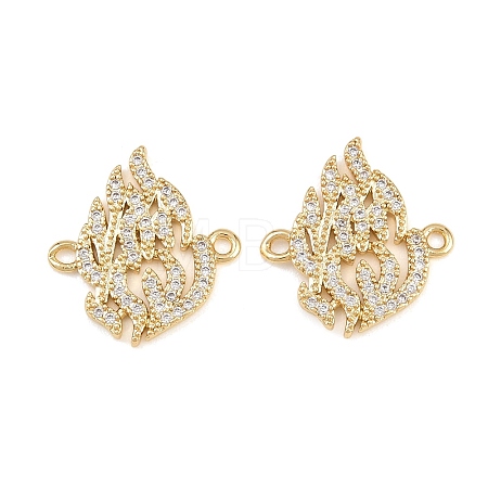 Brass Pave Clear Cubic Zirconia Connector Charms KK-L275-36G-1