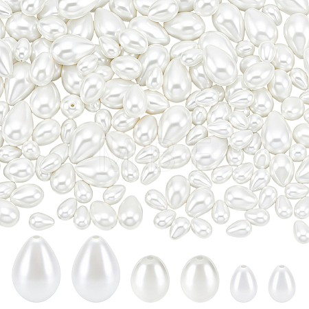 160Pcs 3 Styles Glass Pearl Teardrop Beads HY-NB0001-06B-1