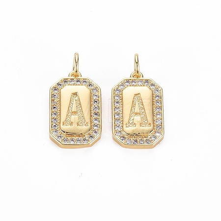 Brass Micro Pave Clear Cubic Zirconia Pendants KK-S356-767A-1